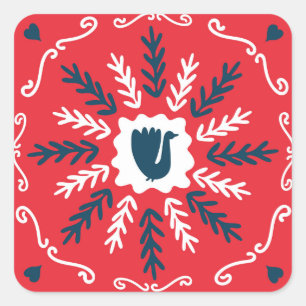 Populationsdule Art jul Tile Fyrkantigt Klistermärke