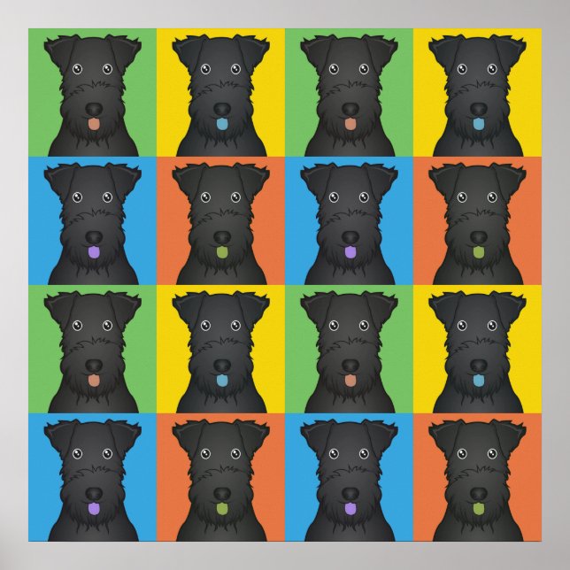 Popup-Art för Kerry Blue Terrier Hund Tecknad Poster (Framsidan)