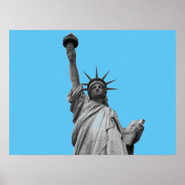 Popup Art Frihetsgudinnan Blue Greyscale New York Poster (Framsidan)