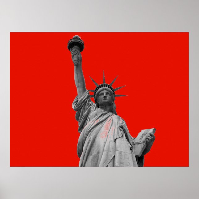 Popup Art Frihetsgudinnan Red Greyscale New York Poster (Framsidan)