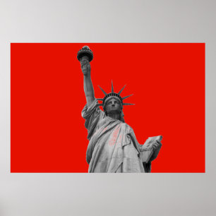 Popup Art Frihetsgudinnan Red Greyscale New York Poster