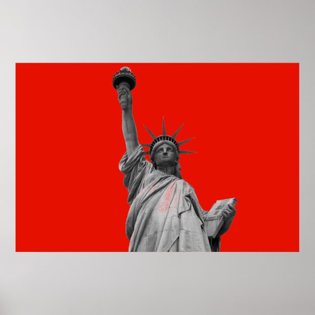 Popup Art Frihetsgudinnan Red Greyscale New York Poster (Framsidan)