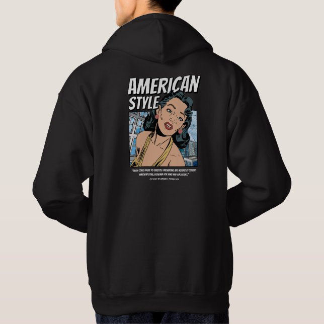 Popup Art Hoodie med klassisk amerikansk design (Baksida)
