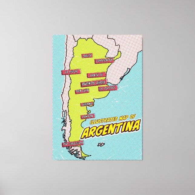 Popup Art Illustrated Argentina Canvastryck (Framsida)