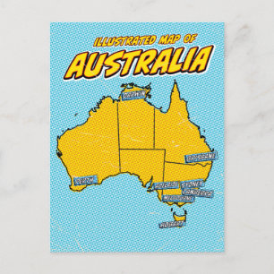 Popup Art Illustrated Australia Helg Vykort