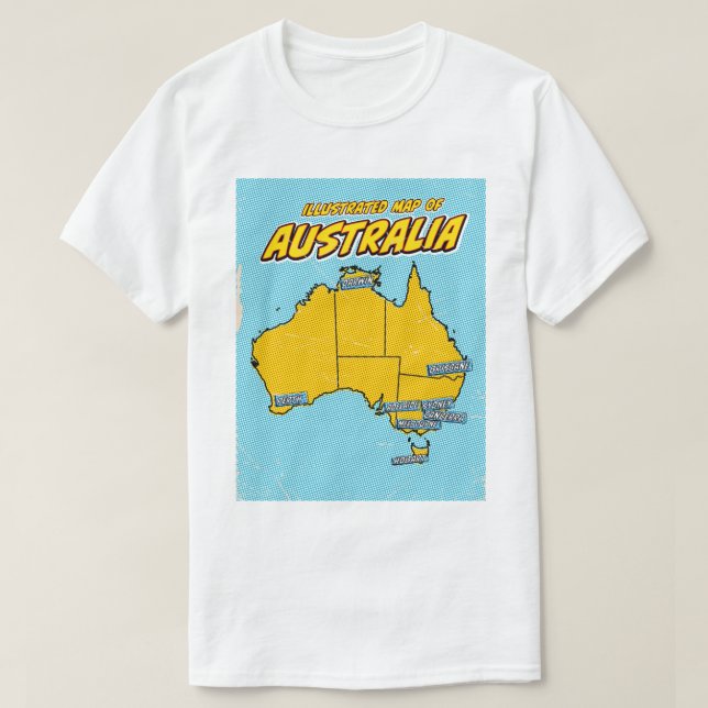 Popup Art Illustrated Australia T Shirt (Design framsida)