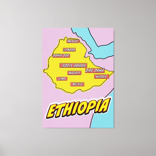Popup Art Illustrated Etiopien karta Canvastryck (Framsida)