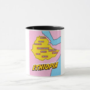 Popup Art Illustrated Etiopien karta Mugg