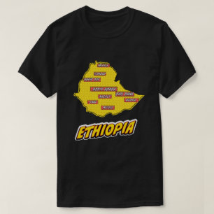 Popup Art Illustrated Etiopien karta T Shirt
