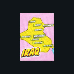 Popup Art Illustrated i Irak karta Canvastryck<br><div class="desc">Detta synligt slående karta i Irak är en sammansmältning av geografi och popkonst. djärvt färg, ikonbilder och lekfull typografisk kom tillsammans för att skapa ett unikt och fängslande biet.</div>
