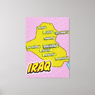 Popup Art Illustrated i Irak karta Canvastryck