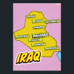 Popup Art Illustrated i Irak karta Fototryck<br><div class="desc">Detta synligt slående karta i Irak är en sammansmältning av geografi och popkonst. djärvt färg, ikonbilder och lekfull typografisk kom tillsammans för att skapa ett unikt och fängslande biet.</div>
