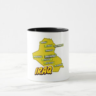 Popup Art Illustrated i Irak karta Mugg