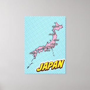 Popup Art Illustrated Japan karta Canvastryck