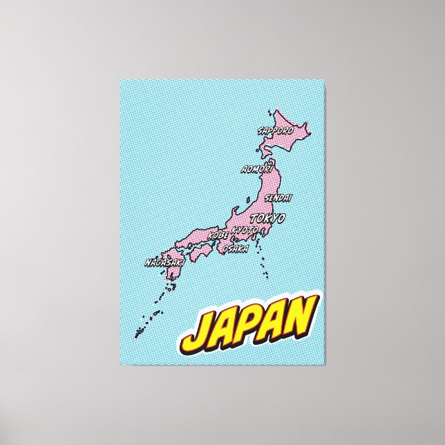 Popup Art Illustrated Japan karta Canvastryck (Framsida)