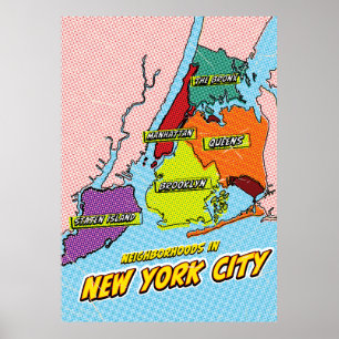 Popup Art Illustrated New York City karta Poster
