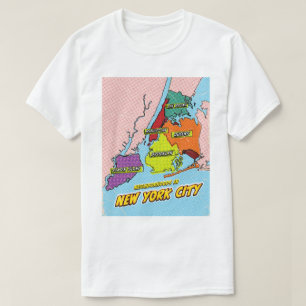 Popup Art Illustrated New York City karta T Shirt