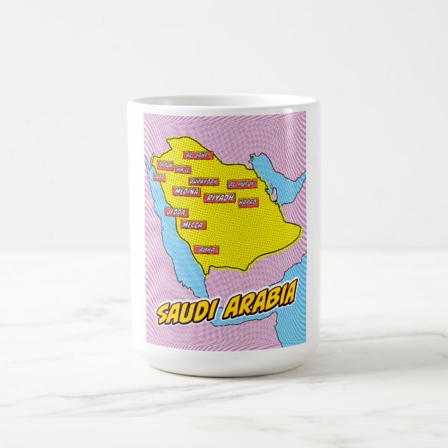 Popup Art Illustrated Saudiarabien karta Kaffemugg (Center)