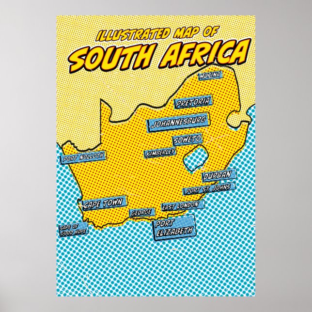 Popup Art Illustrated South Afrika Poster (Framsidan)