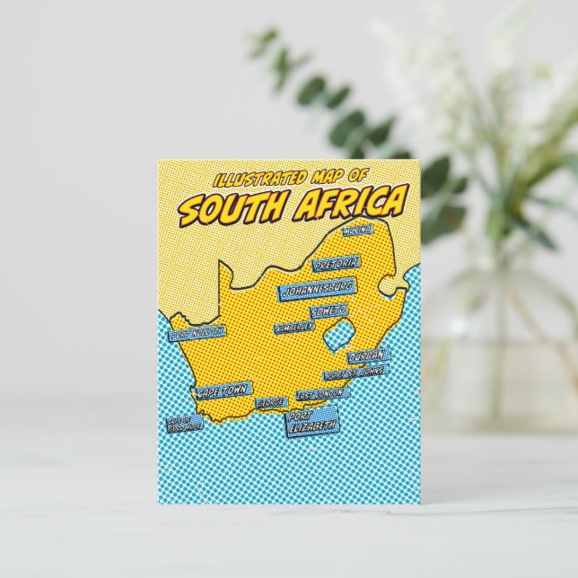 Popup Art Illustrated South Afrika Vykort (Stående Fram)