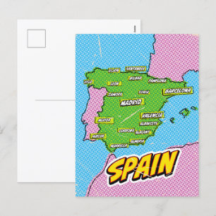 Popup Art Illustrated Spain karta Helg Vykort