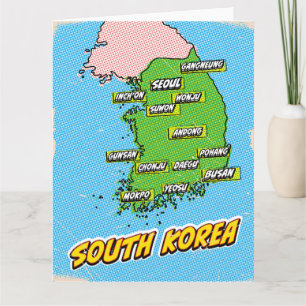 Popup Art Illustrated Sydkorea karta Kort