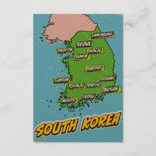 Popup Art Illustrated Sydkorea karta Tilläggskort