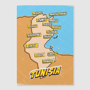 Popup Art Illustrated Tunisien karta