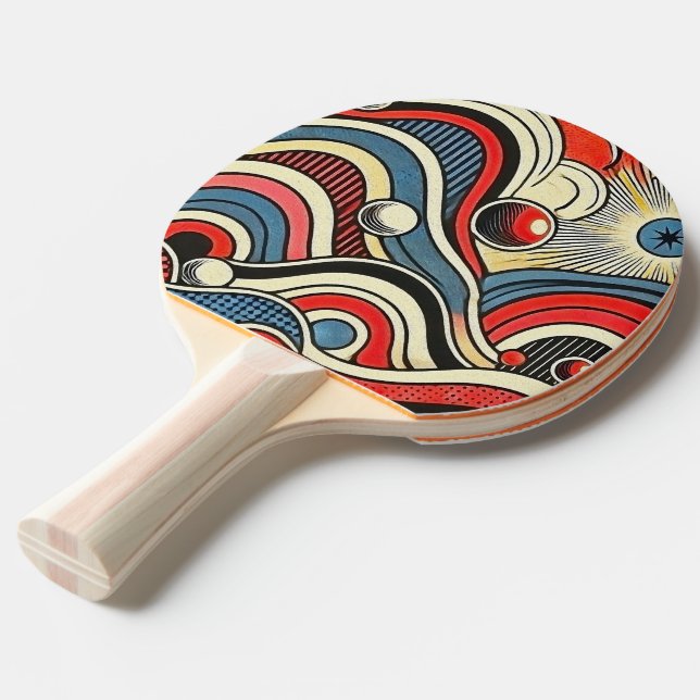 Popup Art-inspirerad abstrakt design Pingisracket (Frontvinkel)