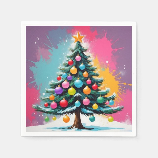 Popup Art-jul med Stänk i Färg Pappersservett (Framsidan)