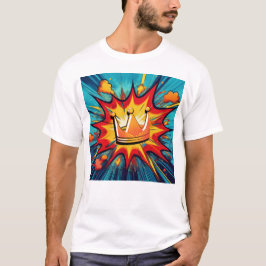 Popup Art Krona med Explosive Tecknad Stil Design T Shirt