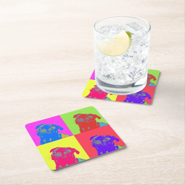 Popup Art Pug Porträtt Underlägg Papper Kvadrat (Insitu)