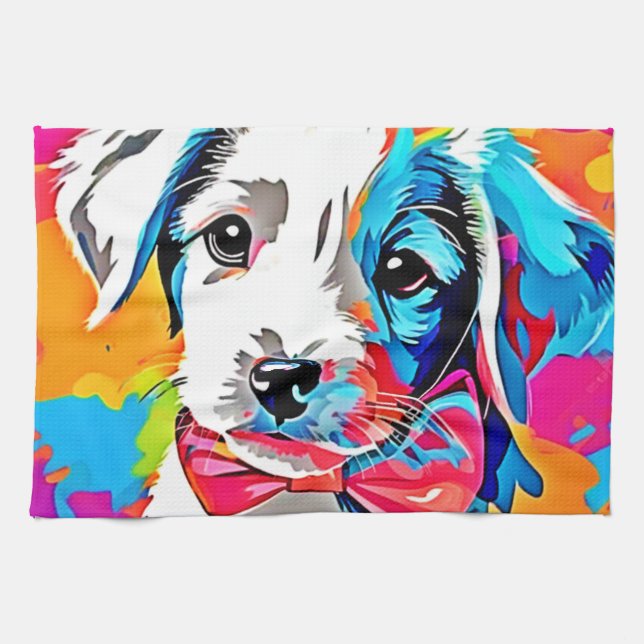 Popup Art Puppy Kökshandduk (Horisontell)