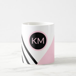 Popup Art Rand och Färg blockera med Monogram Kaffemugg