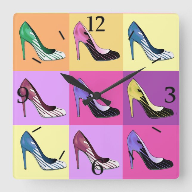Popup Art-stiletto Pumps / Shoes / Högklackars Squ Fyrkantig Klocka (Framsida)