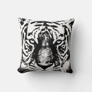 Popup Art Tiger Head Modern Template Black White Kudde