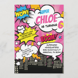 Popup Art Toppen Hero Birthday-inbjudan Inbjudningar