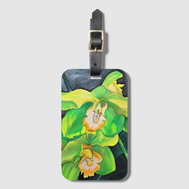 popup-bilden grönt Orchid-vattenfärg Bagagebricka (Framsida vertikal)