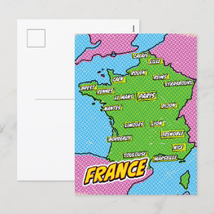 Popup-bilder Illustrated Frankrike karta Helg Vykort