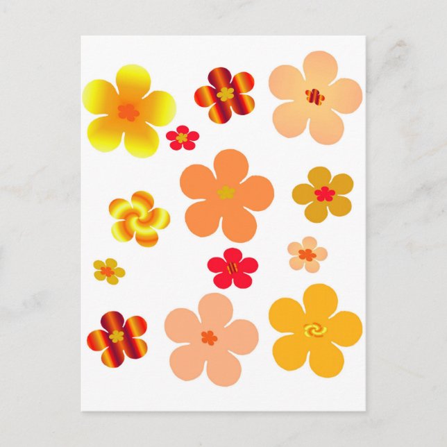 Popup-Blommigt för orange Vykort (Framsida)
