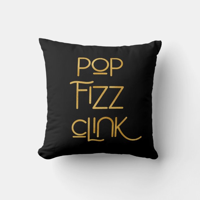 Popup-fizz Clink Elegant Typografi Kudde (Framsida)
