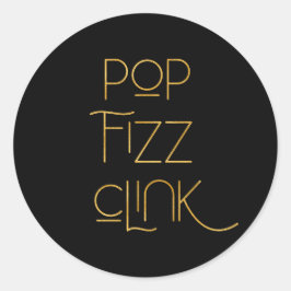 Popup-fizz Clink Elegant Typografi Runt Klistermärke