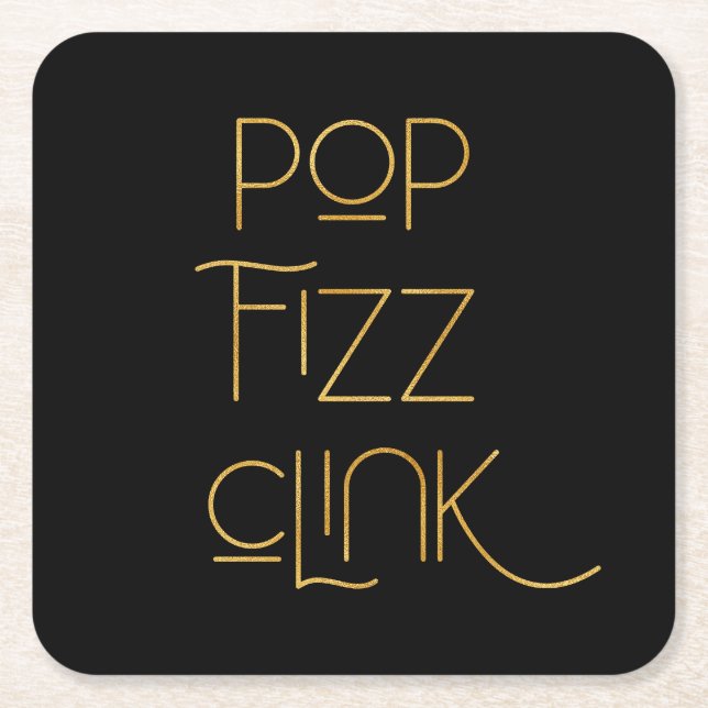 Popup-fizz Clink Elegant Typografi Underlägg Papper Kvadrat (Framsidan)