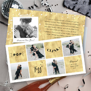 Popup Fizz Clink nyårsblock 4 Photo Collage Julkort
