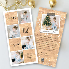 Popup Fizz Clink nyårsblock 4 Photo Collage Julkort