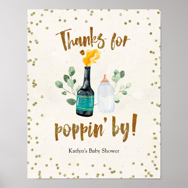 Popup Flaskor Tack för att du hoppar av babyskor Poster (Framsidan)
