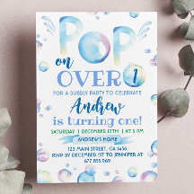 Popup för Bubble Birthday-inbjudan över