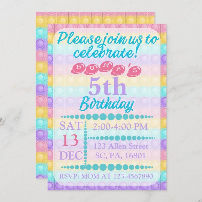 Popup IT-Anpassningsbar Bubble BIrthday-inbjudan Inbjudningar (Fram/baksida)