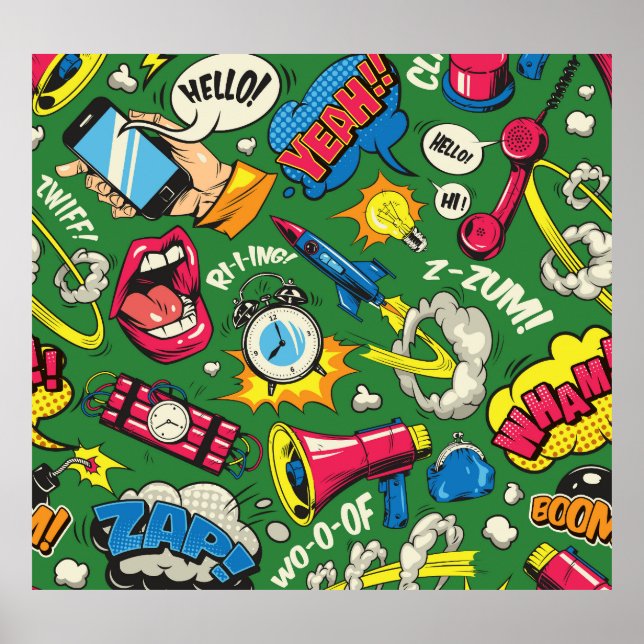 Popup-konst: Färg Tecknad utan smak Poster (Framsidan)