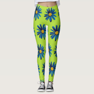 Popup-konst för gröna och blå Daisy Leggings